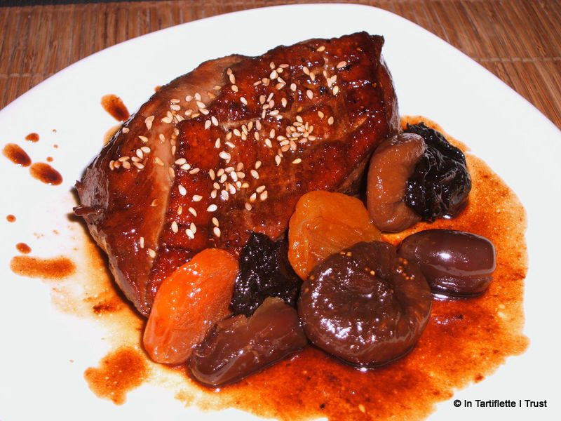 filet de canard miel soja fruits secs