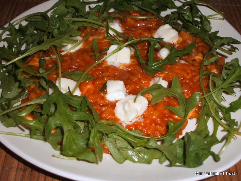 risotto tomates mozza roquette