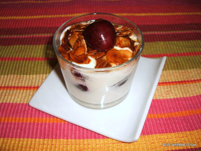 verrine amandes caramélisées cerise