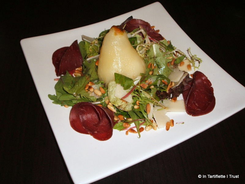 salade poire viande des grisons pignons