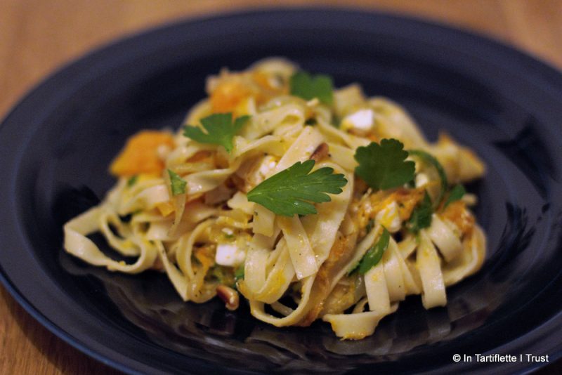 Tagliatelles courge butternut rôtie, feta & persil