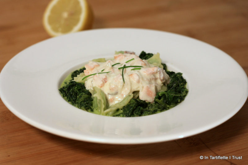 Ravioles aux épinards et crème au saumon fumé