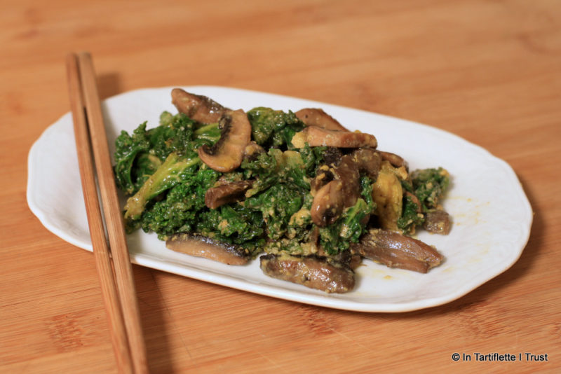 Chou kale champignons à la carbonara