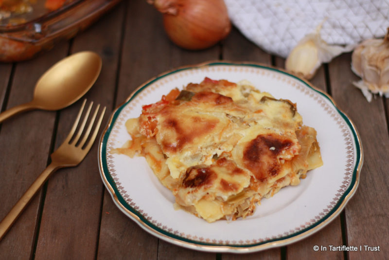 Lasagnes aux légumes gratinées à la crème et au cantal